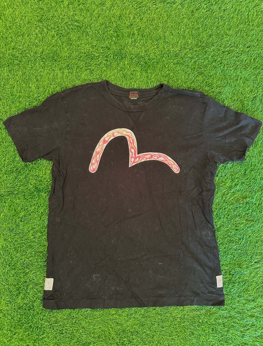 Evisu Black Flame Seagull Logo T-Shirt XXL